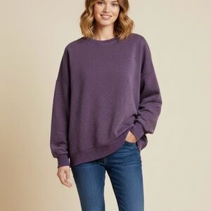 Oversized Crewneck Sweatshirt, Women’s S, Purple